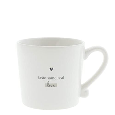 Becher mit Henkel taste some real love Keramik weiß Keramikbecher Keramikgeschirr BC Mug Küche gedeckter Tisch im Sale